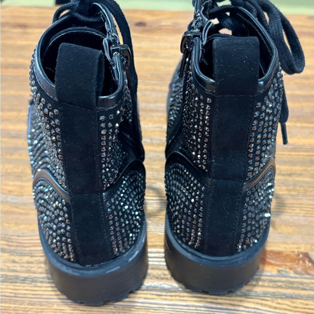 Madden Girl Kirra Black Lace Up Studded Boots - Picture 3 of 12